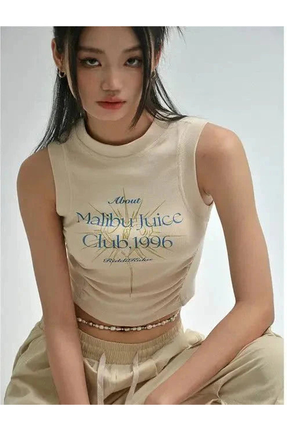 Y2k Acubi Spring Print Shirring Top