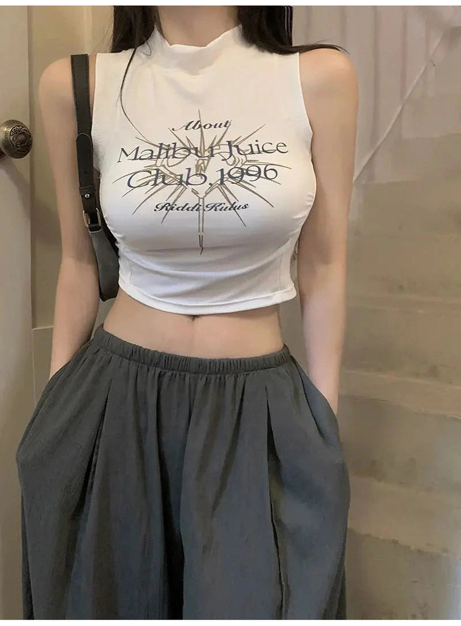 Y2k Acubi Spring Print Shirring Top