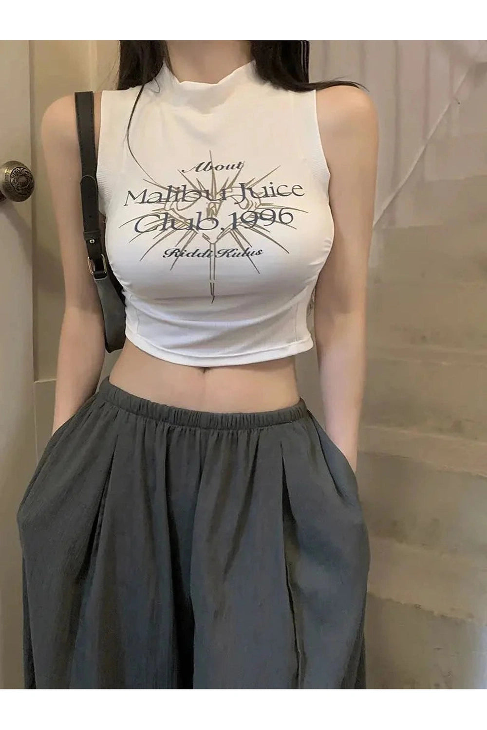 Y2k Acubi Spring Print Shirring Top