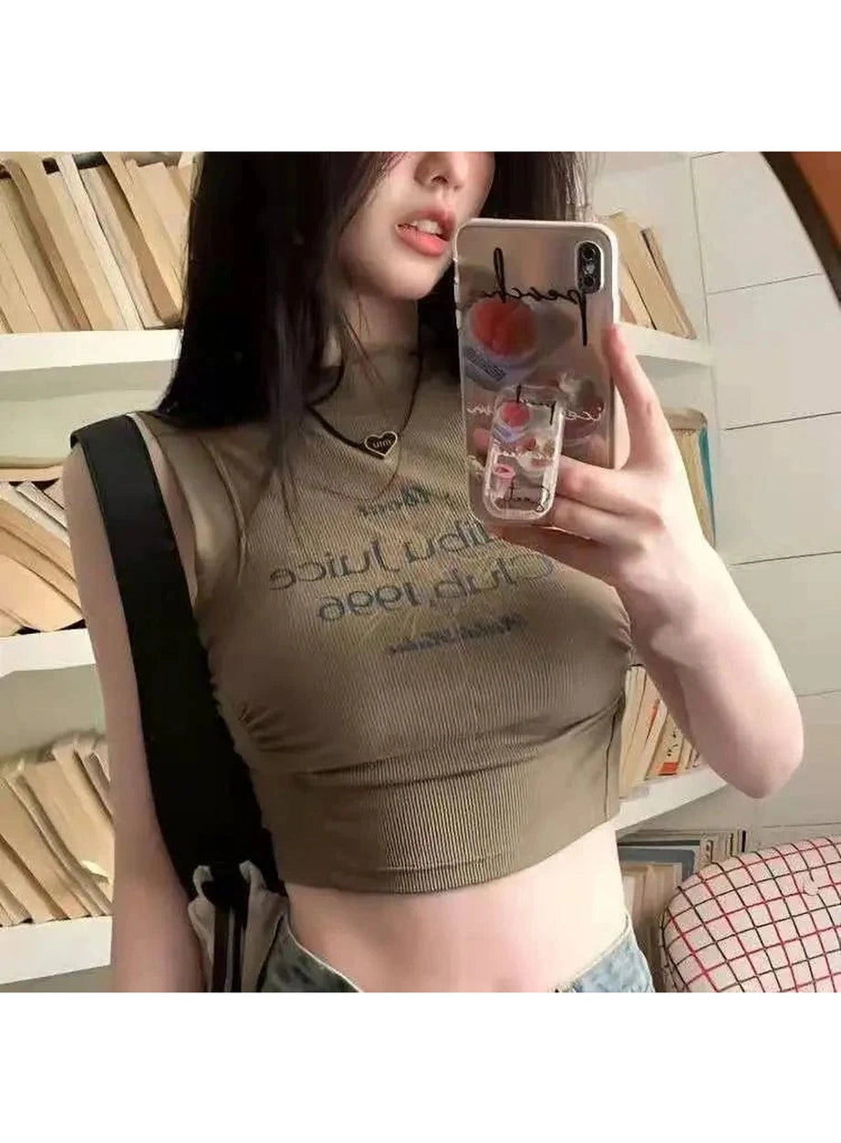 Y2k Acubi Spring Print Shirring Top