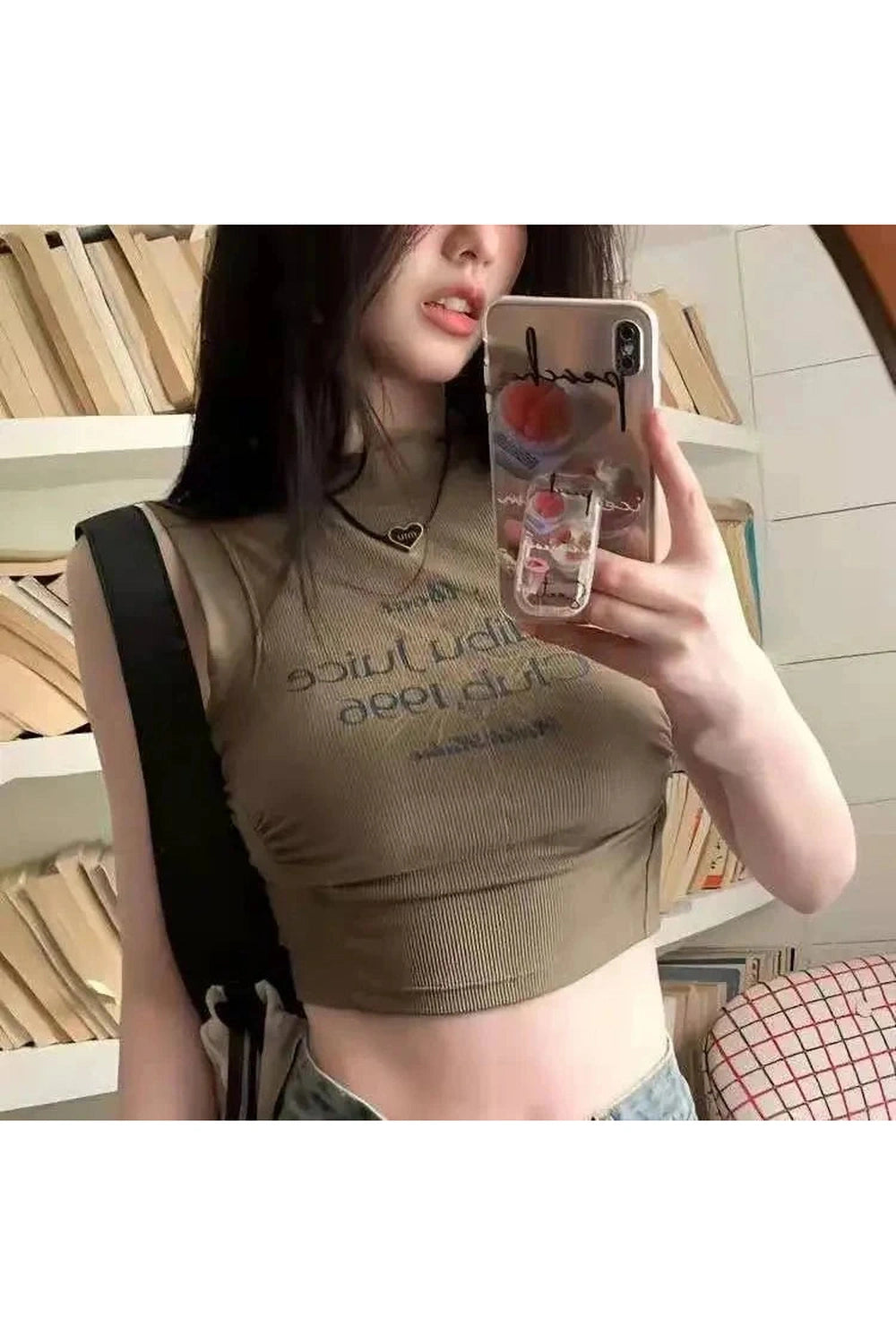 Y2k Acubi Spring Print Shirring Top