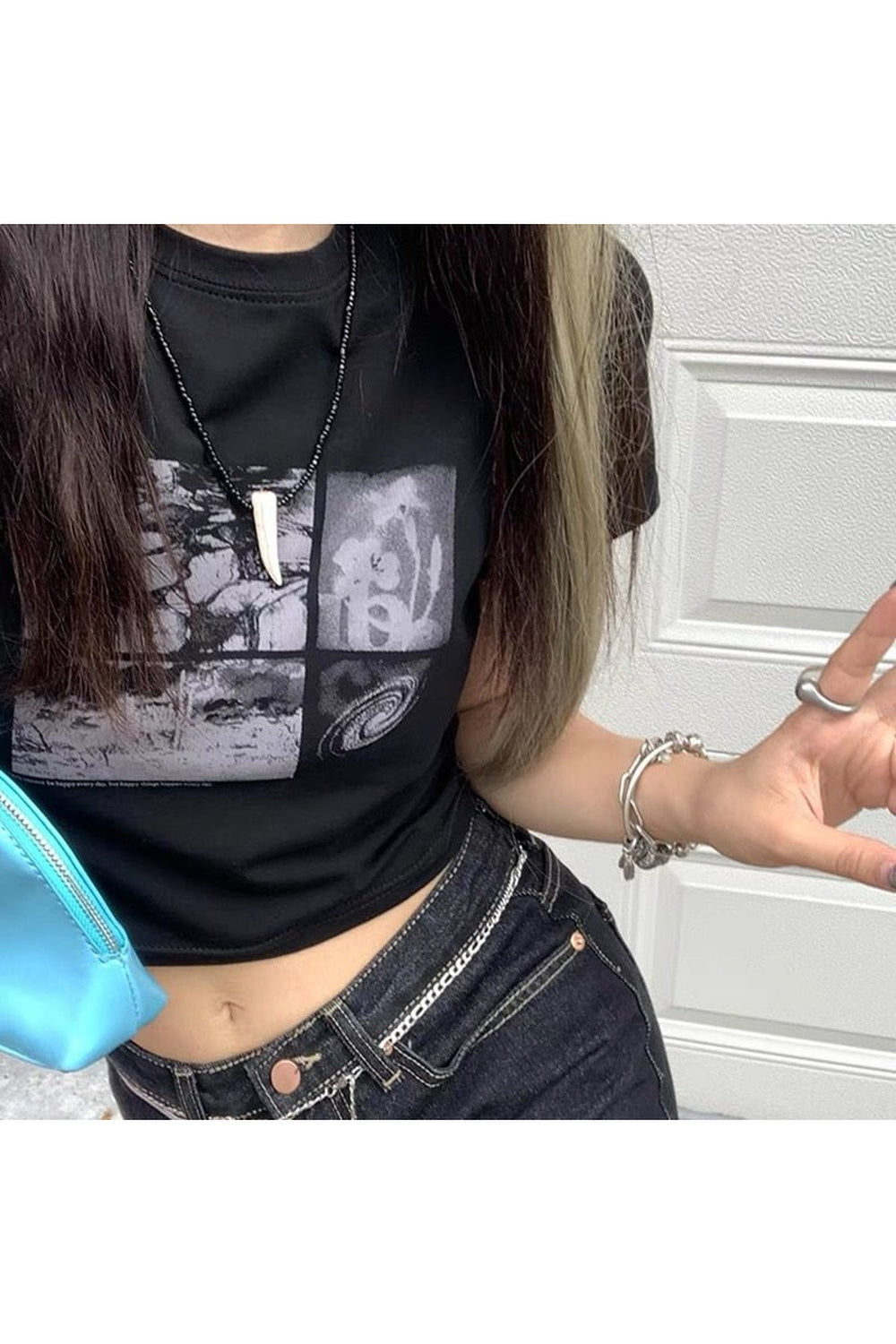 Y2k Alt Style Black Crop Top