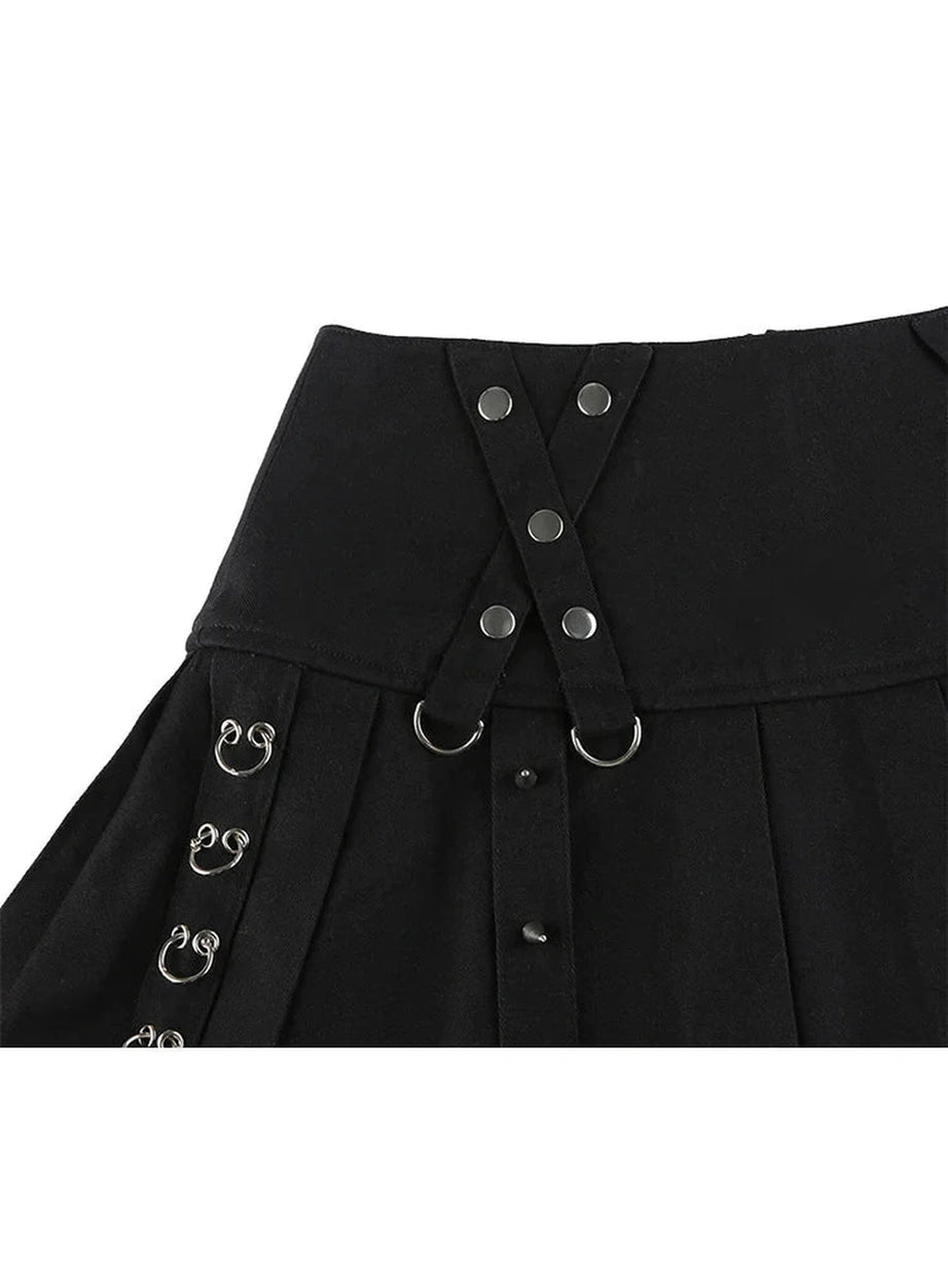 Y2k Alt Style Pleated Mini Skirt