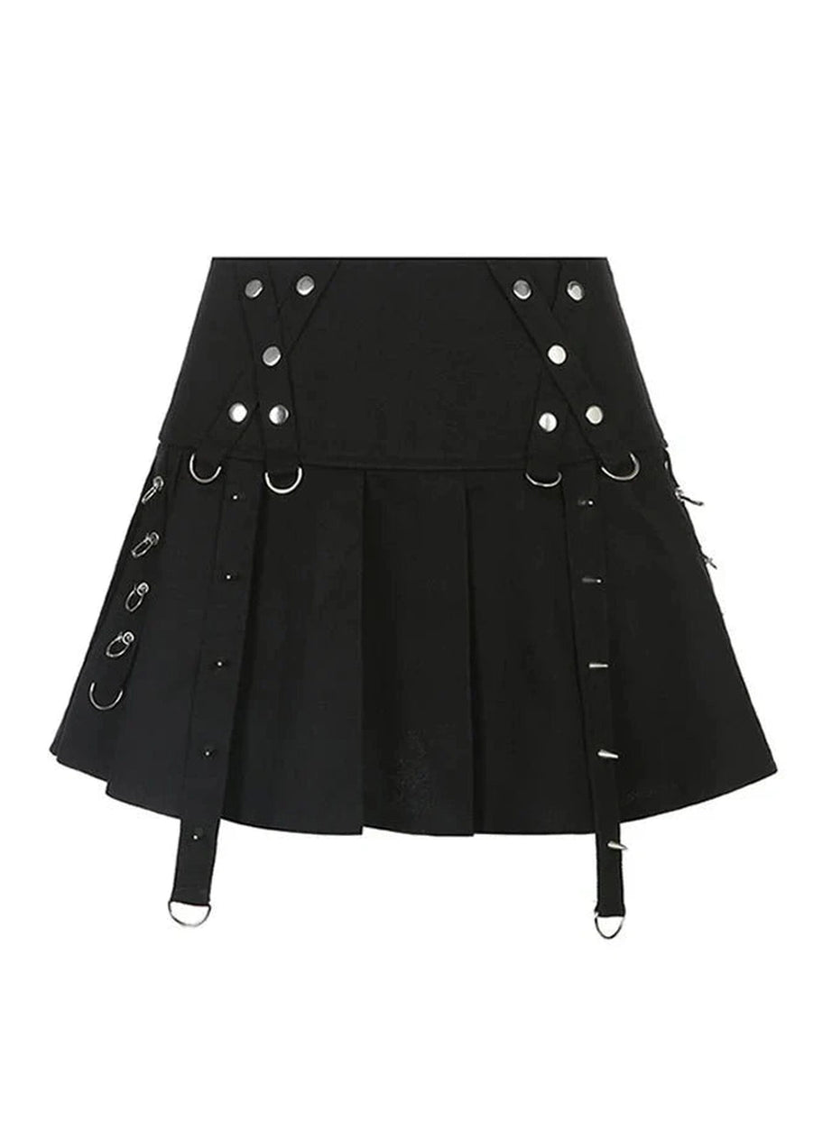 Y2k Alt Style Pleated Mini Skirt