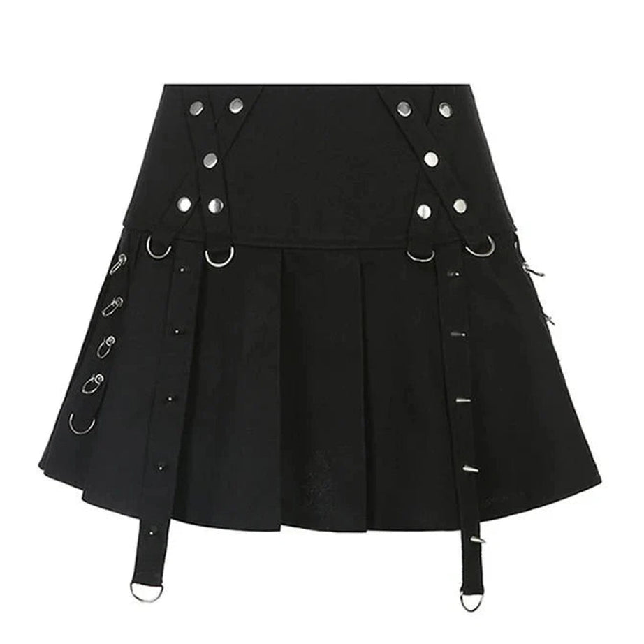 Y2k Alt Style Pleated Mini Skirt