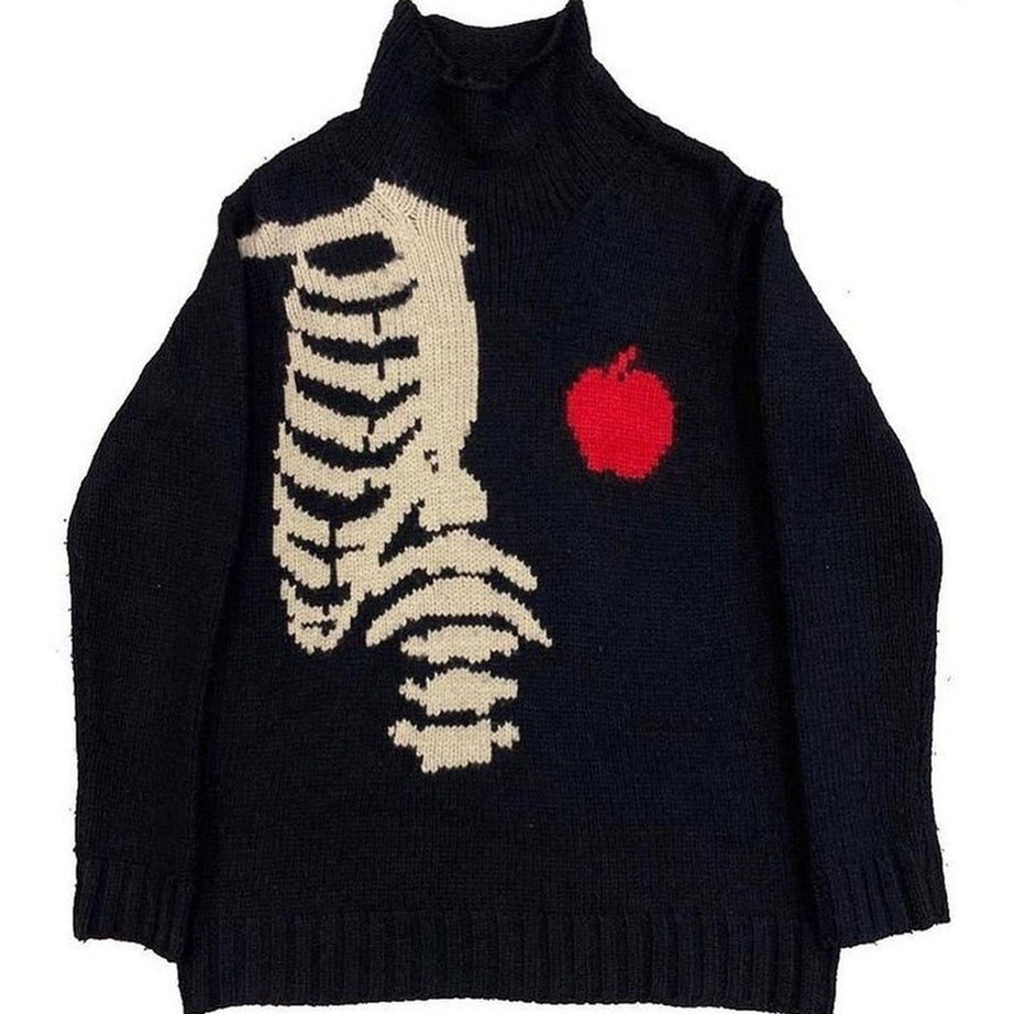 Y2k Alt Style Skeleton Knit Sweater