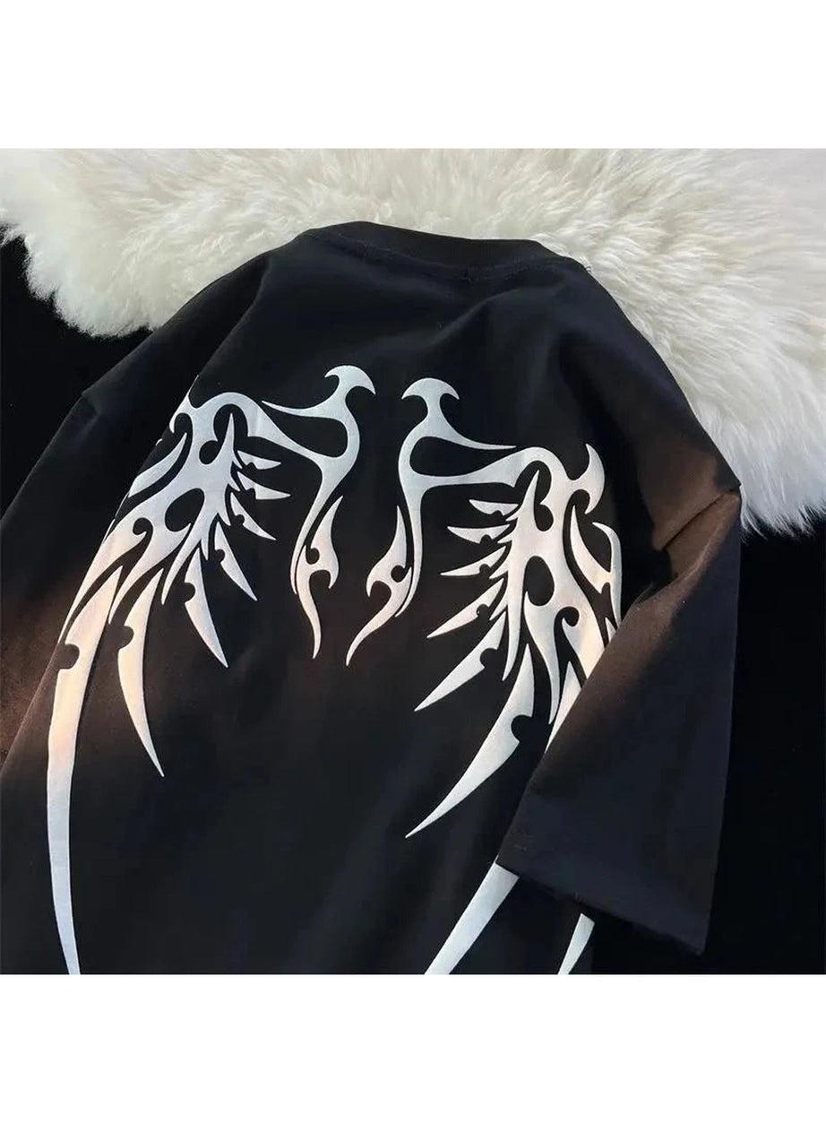 Y2k Alt Wing Printed Fashion T-shirt