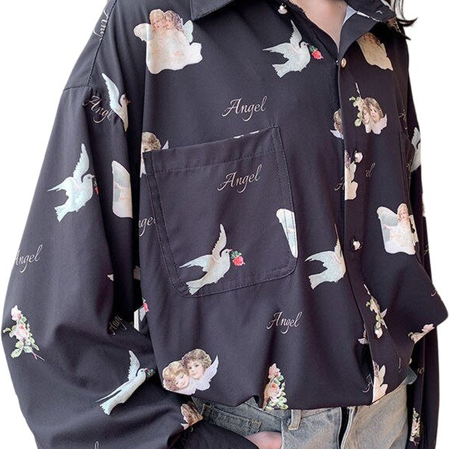 Y2k Angel Print Aesthetic Shirt