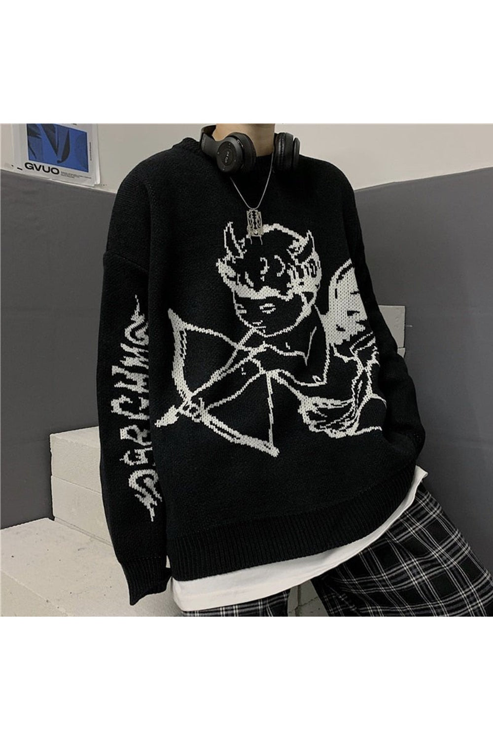 Y2k Angelcore Print Knitted Sweater