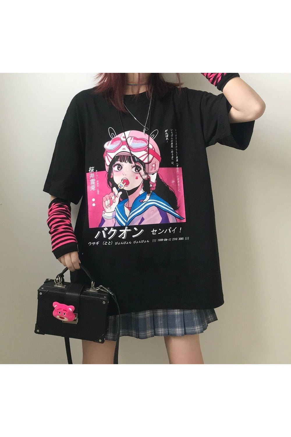 Y2k Anime Harajuku Black T-shirt