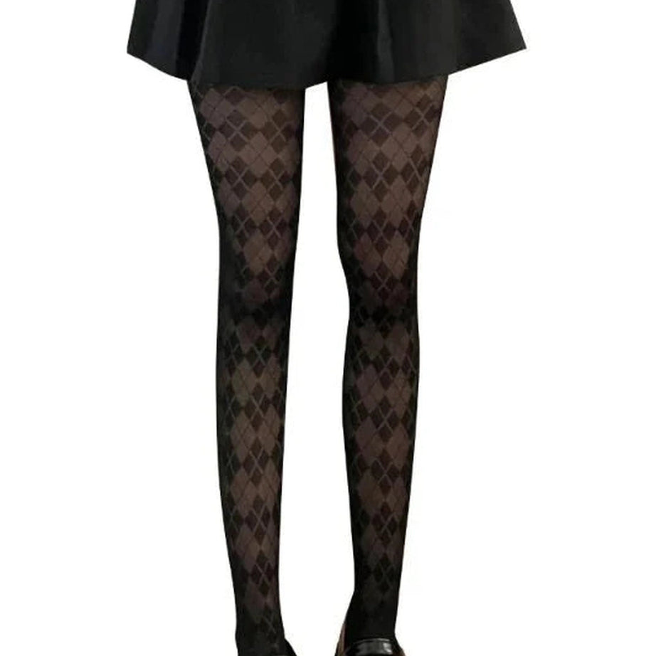 Y2k Argyle Elegance Tights