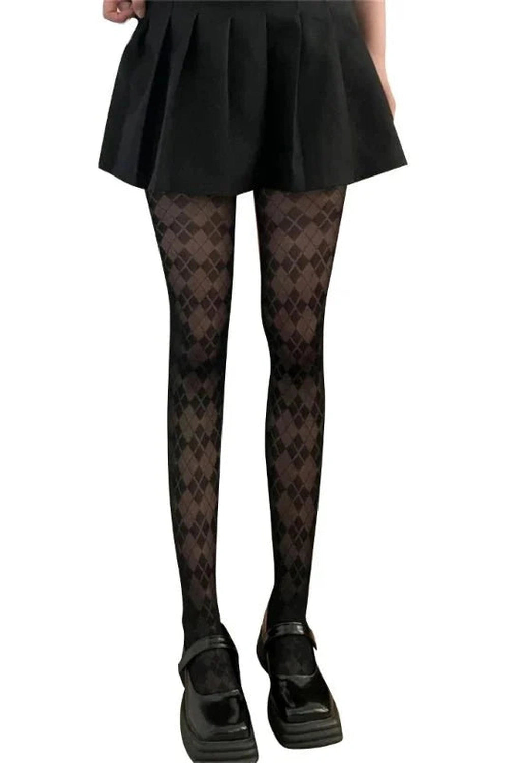 Y2k Argyle Elegance Tights