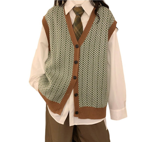 Argyle Sweater Vest Cardigan - Cardigans