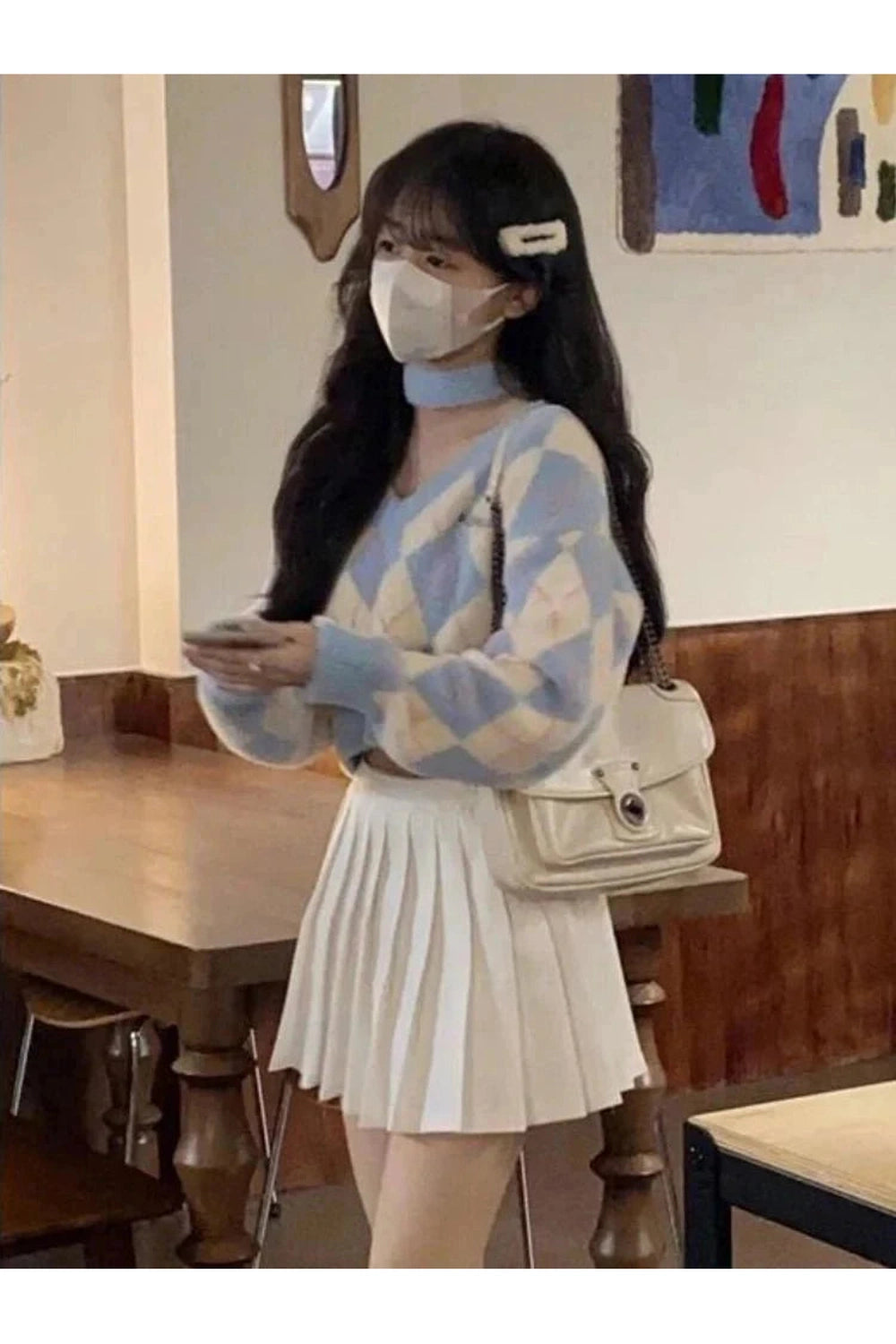 Y2k Argyle Sweet College Spring Pullover