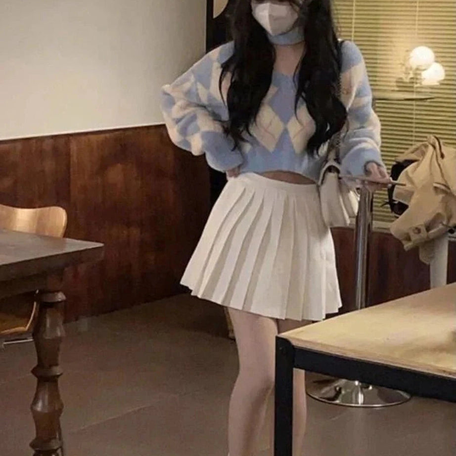 Y2k Argyle Sweet College Spring Pullover