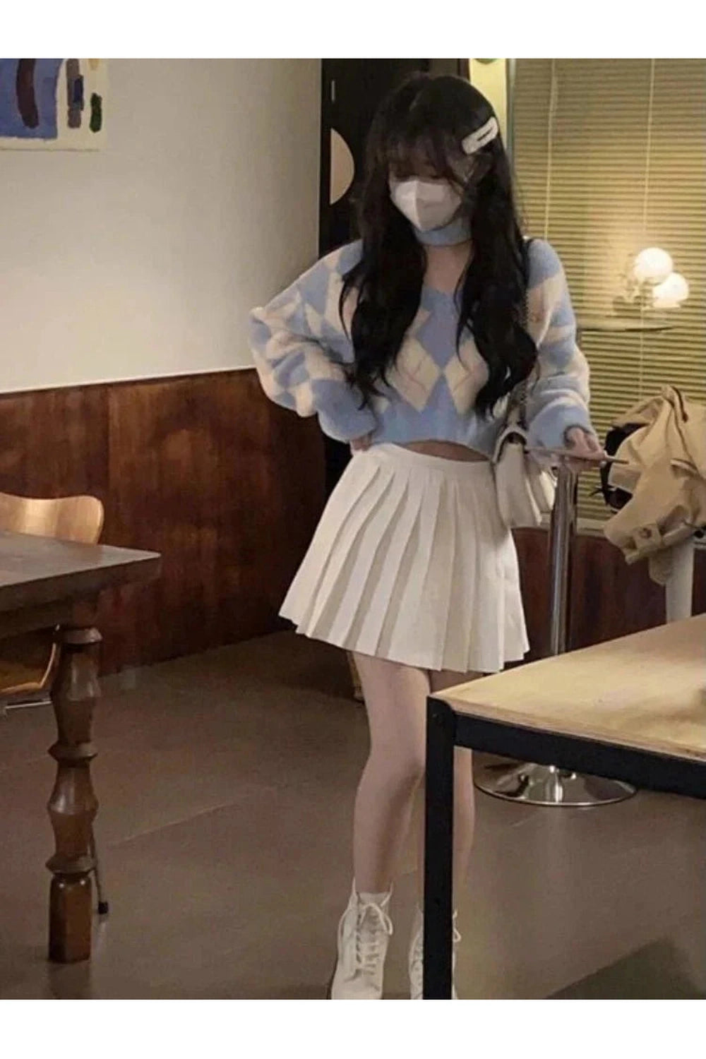 Y2k Argyle Sweet College Spring Pullover