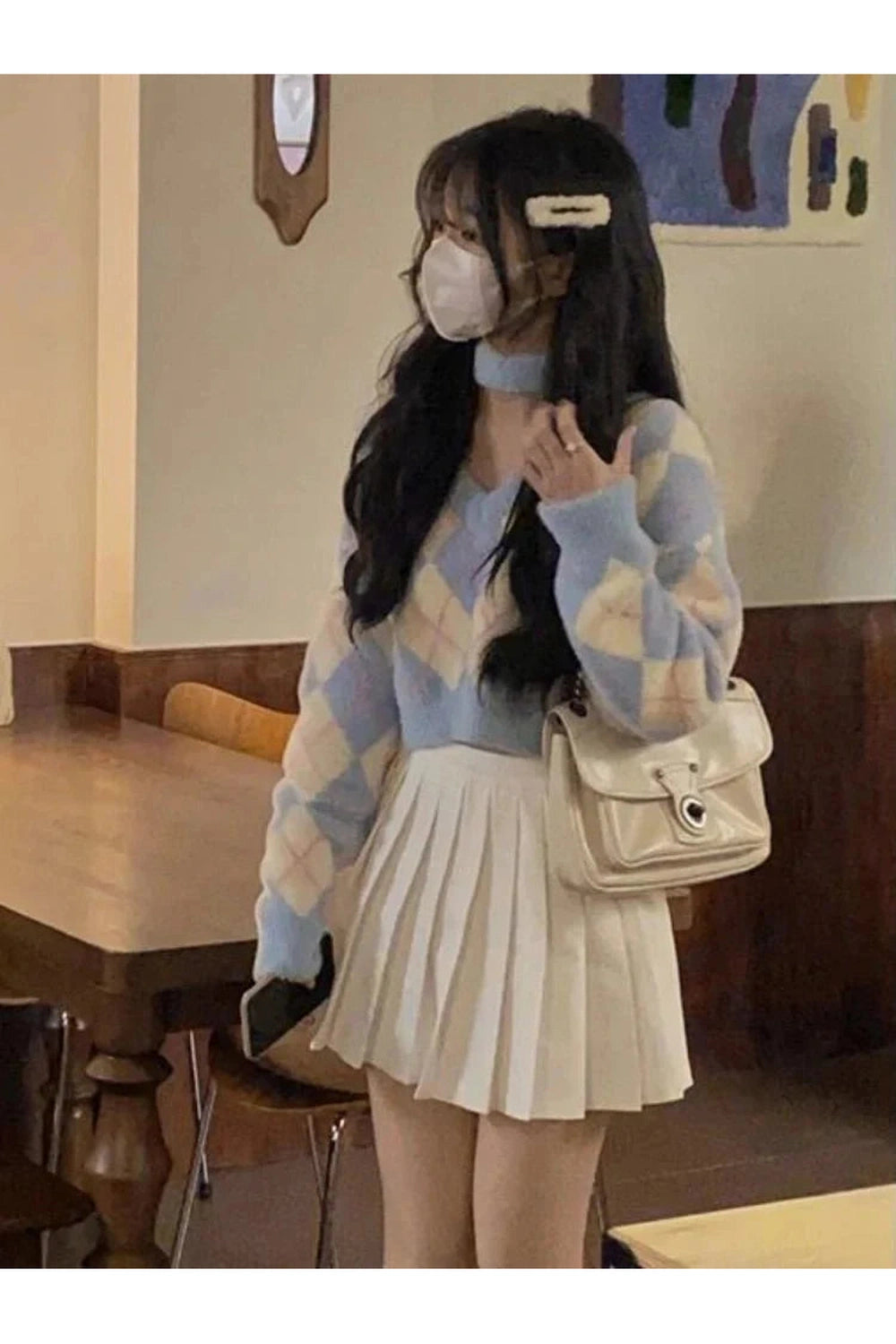 Y2k Argyle Sweet College Spring Pullover