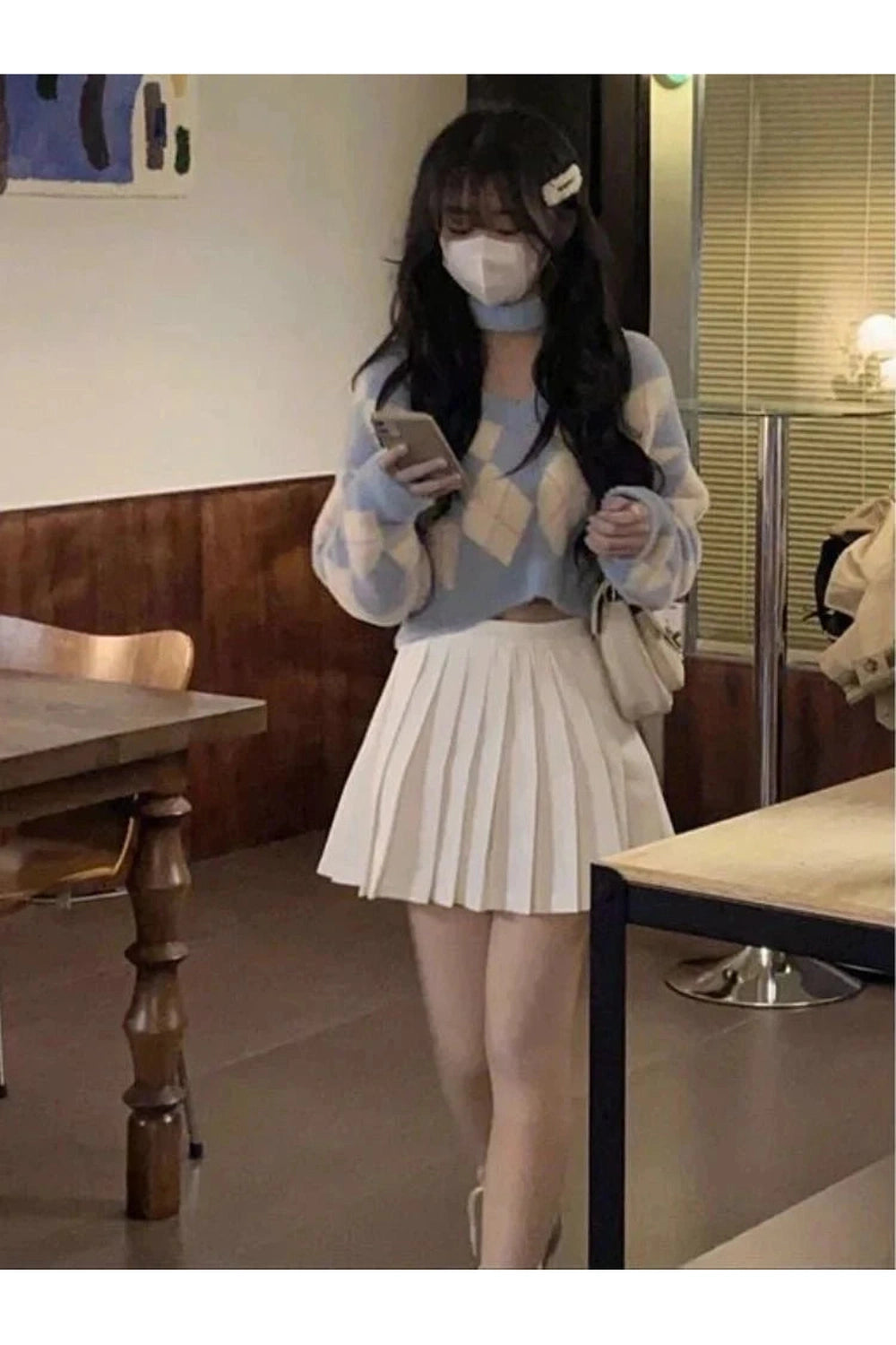 Y2k Argyle Sweet College Spring Pullover