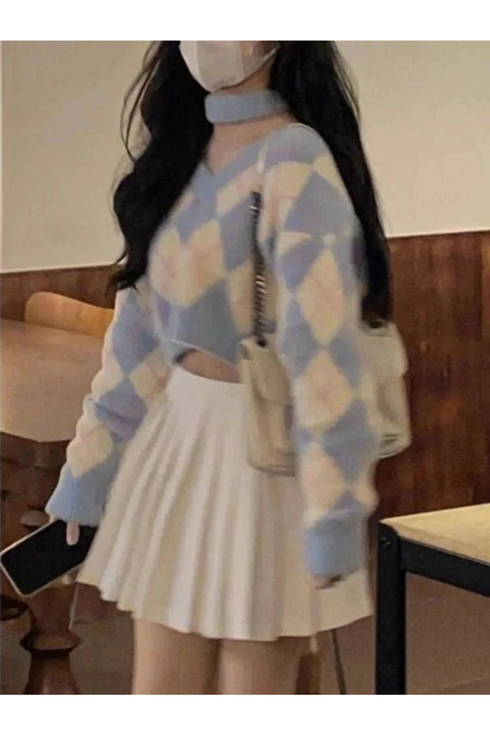 Y2k Argyle Sweet College Spring Pullover