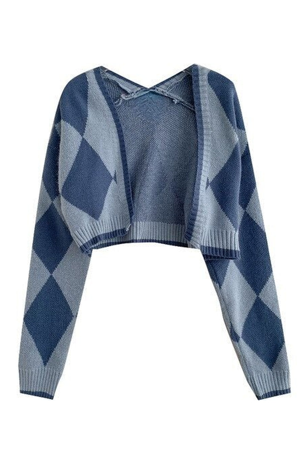 Y2k Argyle Vintage College Cardigan