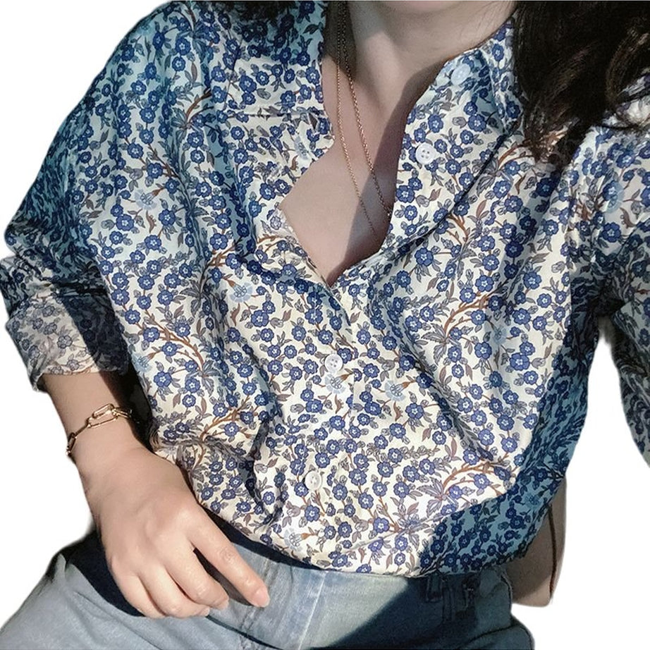 Y2k Artistic Retro Vine Print Shirt