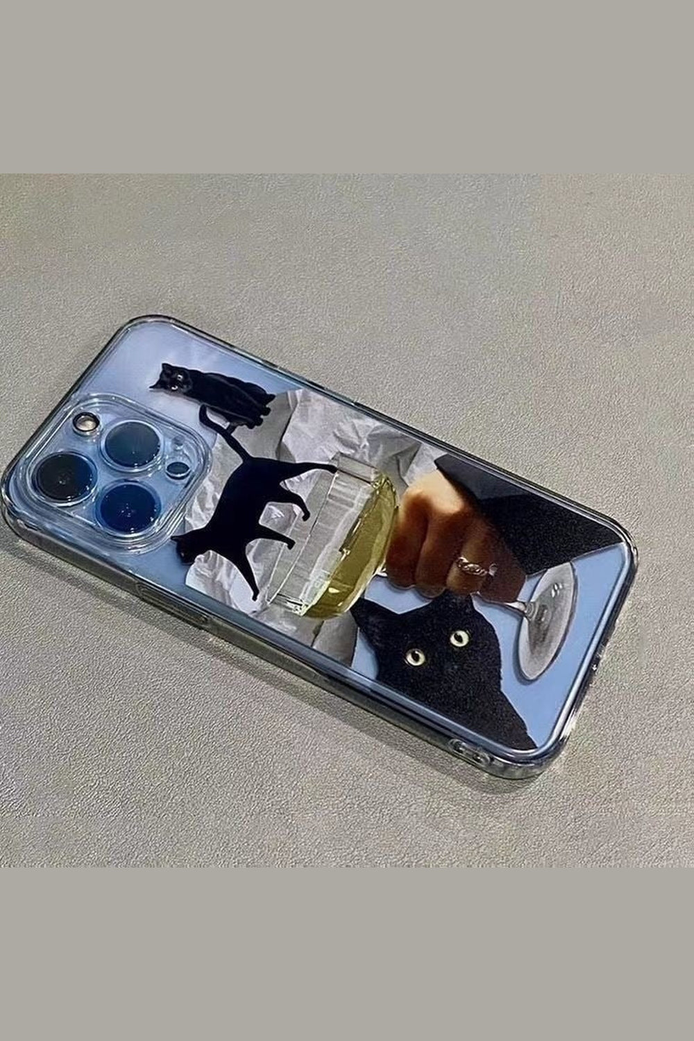 Y2k Artsy Funny Black Cat Wine Case for iPhone