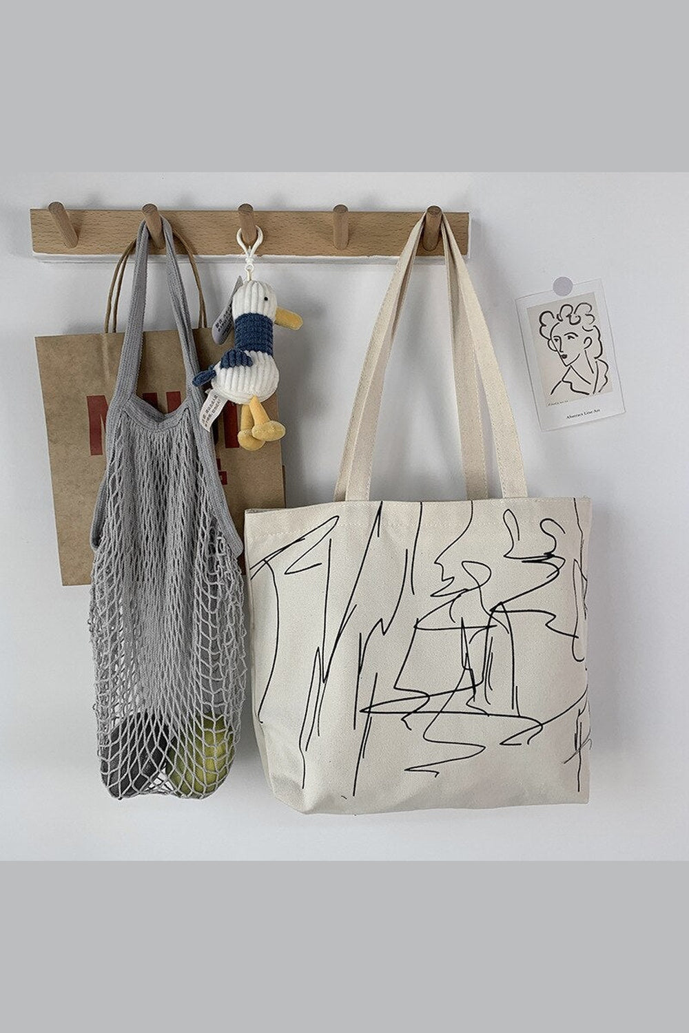 Y2k Artsy Minimalism Shopping Bag