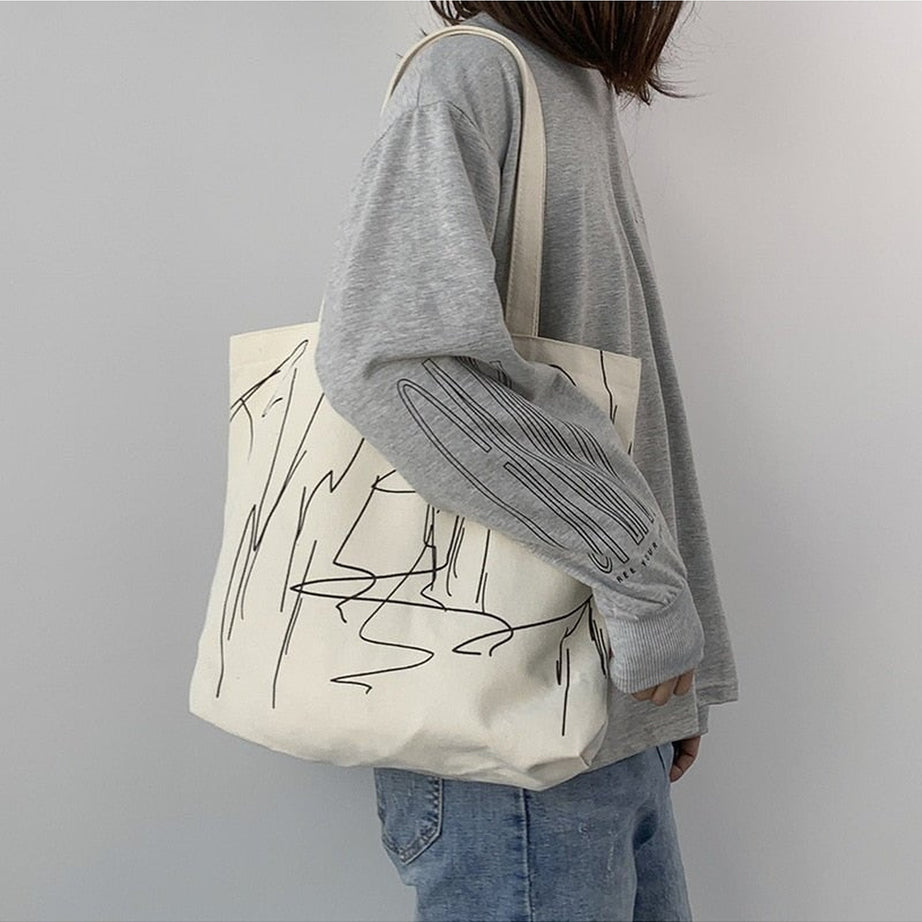 Y2k Artsy Minimalism Shopping Bag