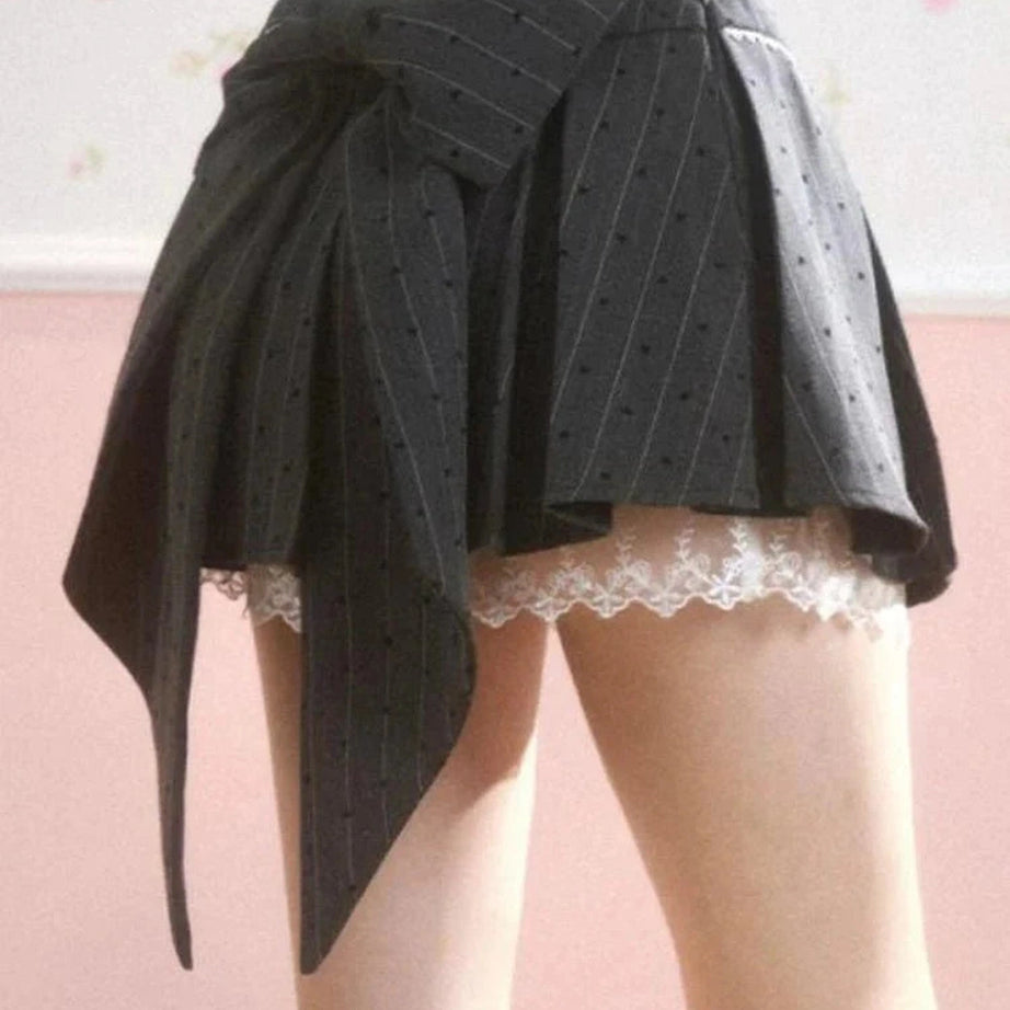 Y2k Asymmetrical Bow Tie Mini Skirt