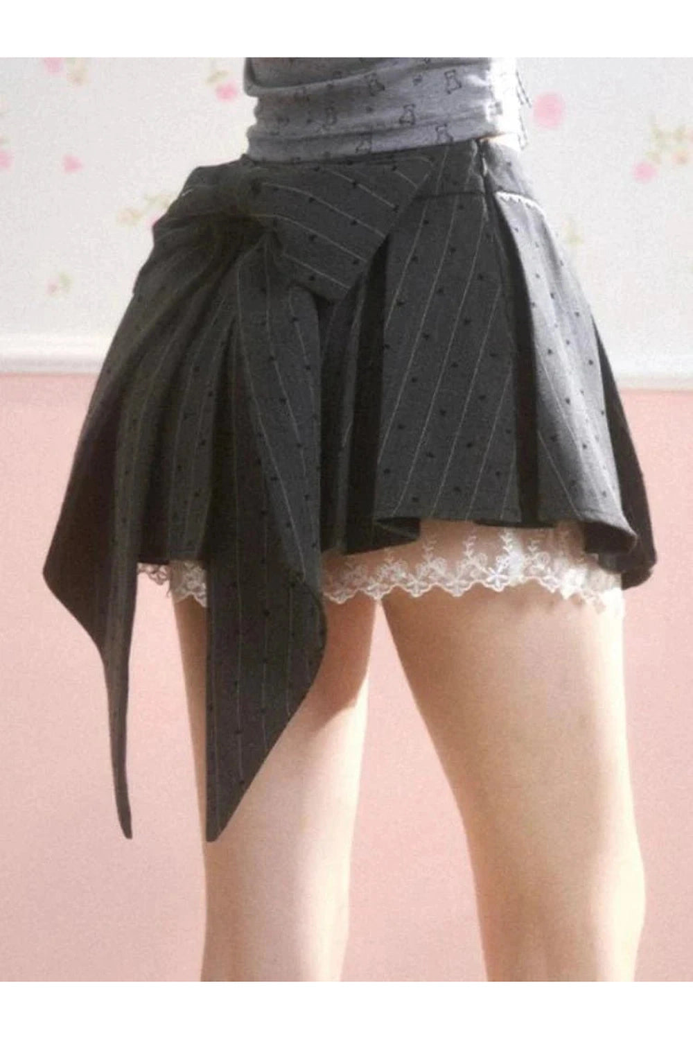 Y2k Asymmetrical Bow Tie Mini Skirt