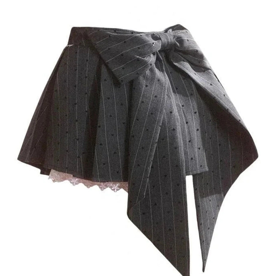 Y2k Asymmetrical Bow Tie Mini Skirt