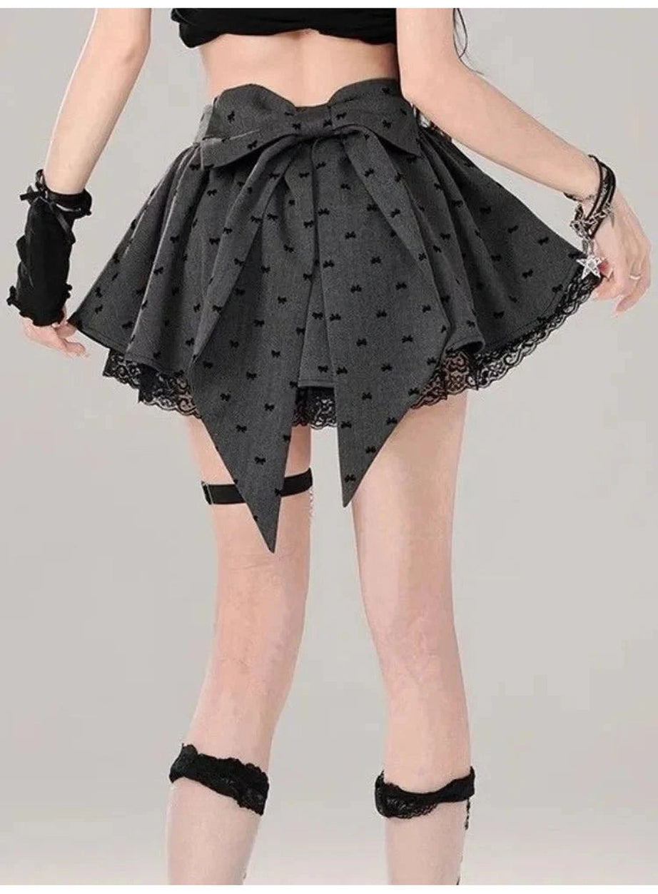 Y2k Asymmetrical Bow Tie Mini Skirt