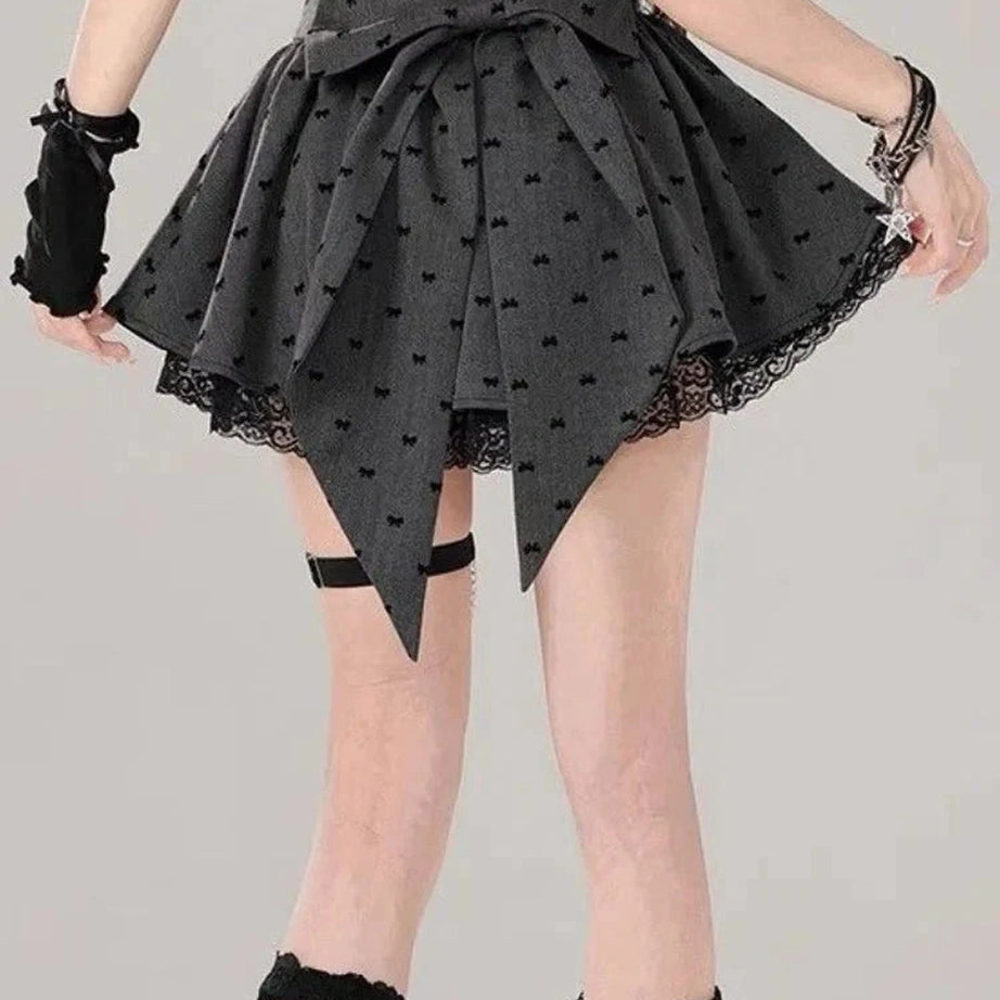 Y2k Asymmetrical Bow Tie Mini Skirt