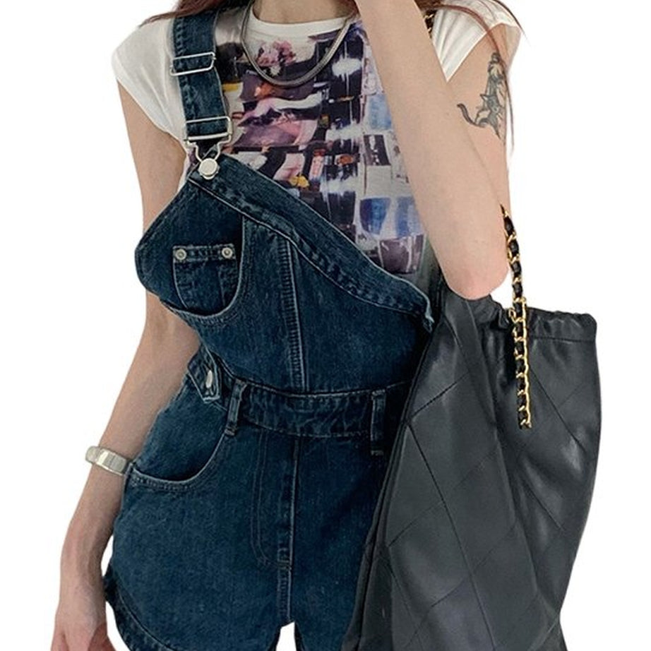 Y2k Asymmetrical Denim Jumpsuit