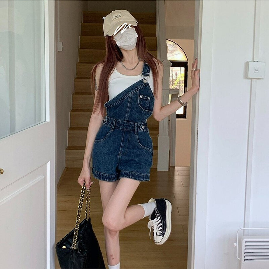 Y2k Asymmetrical Denim Jumpsuit