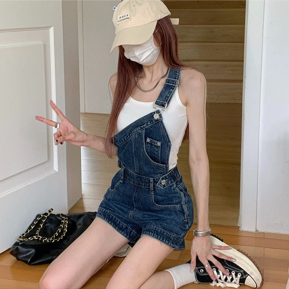 Y2k Asymmetrical Denim Jumpsuit