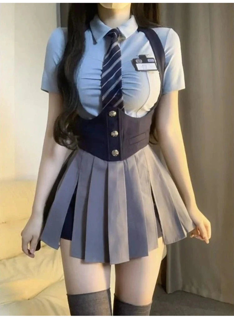 Y2k Autumn College Uniform Set Shirt