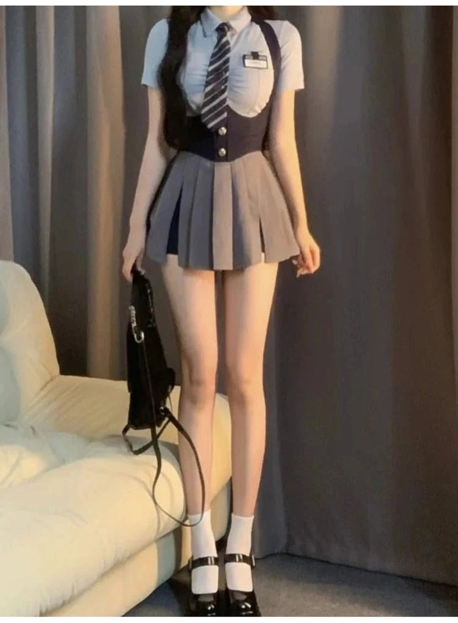 Y2k Autumn College Uniform Set Shirt