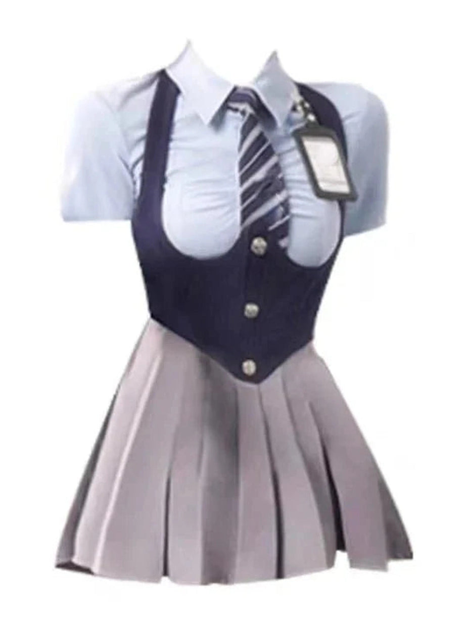 Y2k Autumn College Uniform Set Shirt