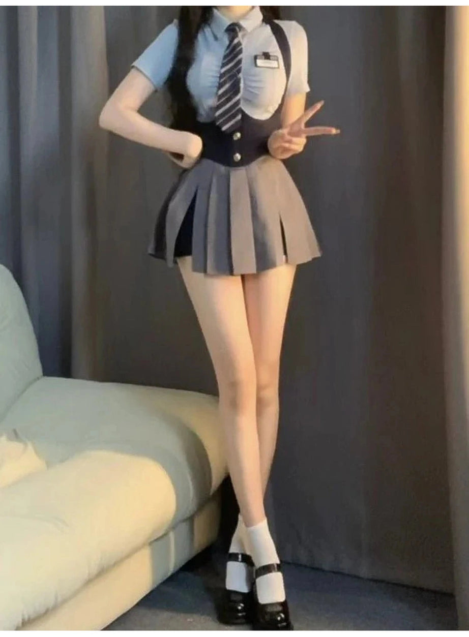 Y2k Autumn College Uniform Set Shirt