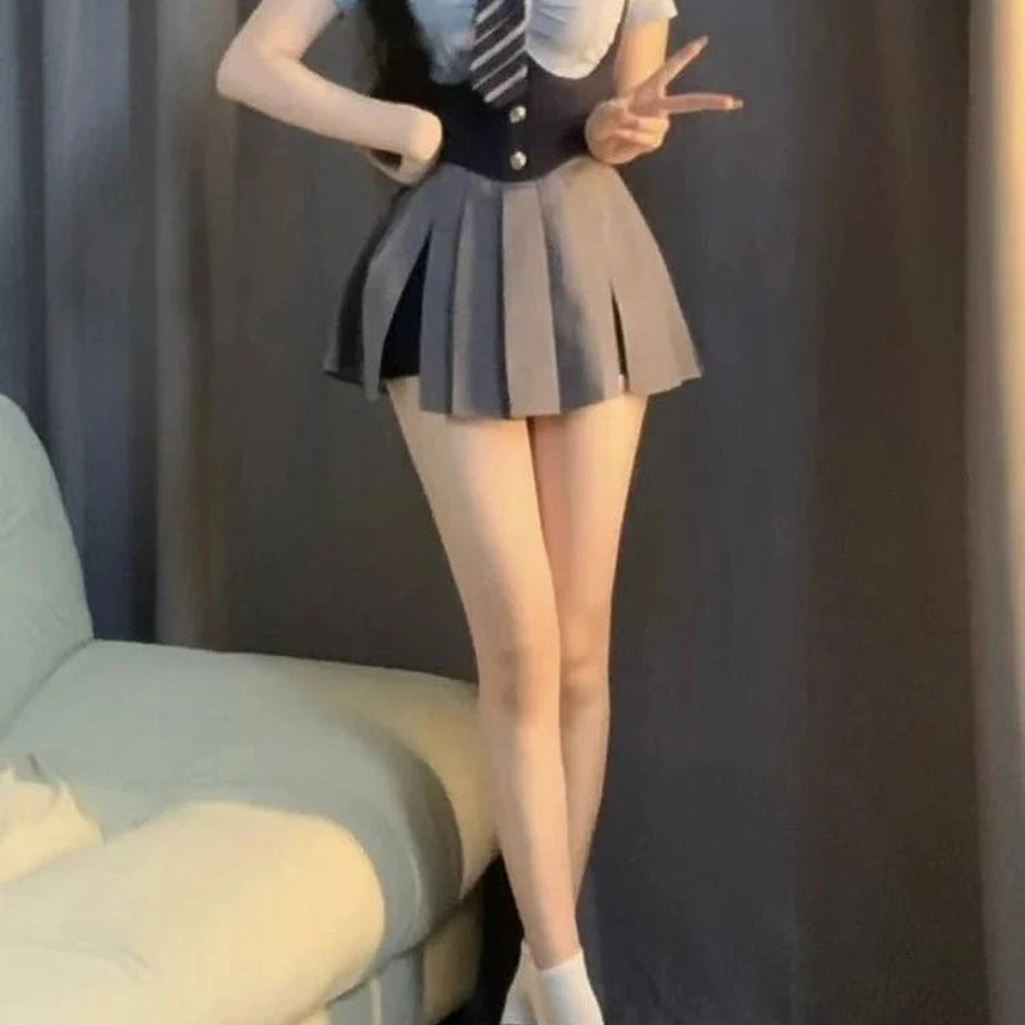 Y2k Autumn College Uniform Set Shirt