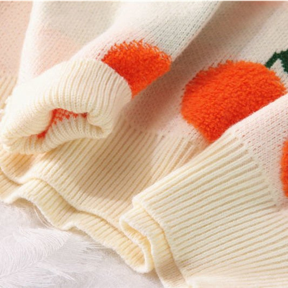 Y2k Autumn Winter Cherry Pattern Sweater