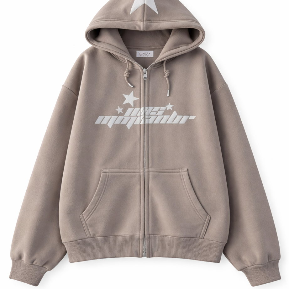 Y2k Hip Hop dragkedja Stjärntryck luvtröja