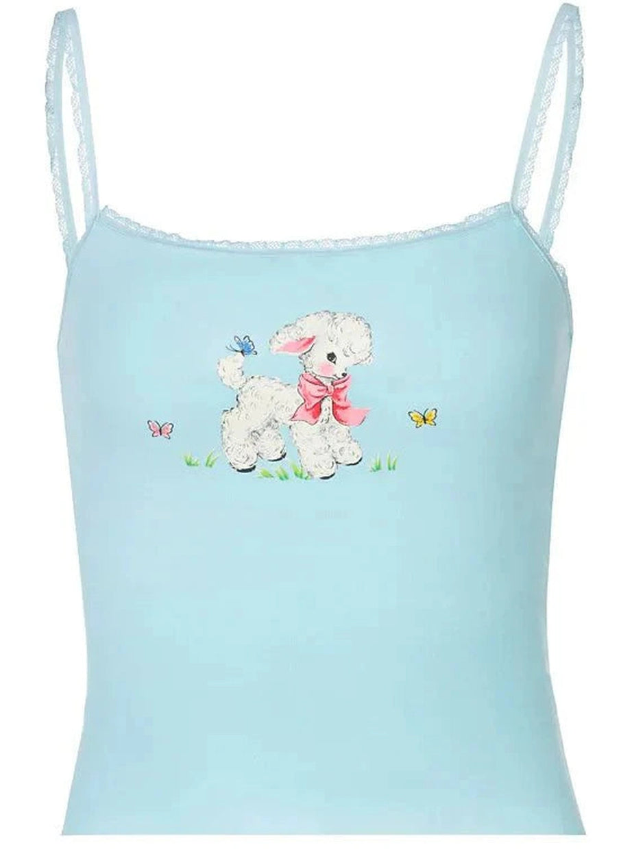 Y2k Baby Blue Animal Print Top