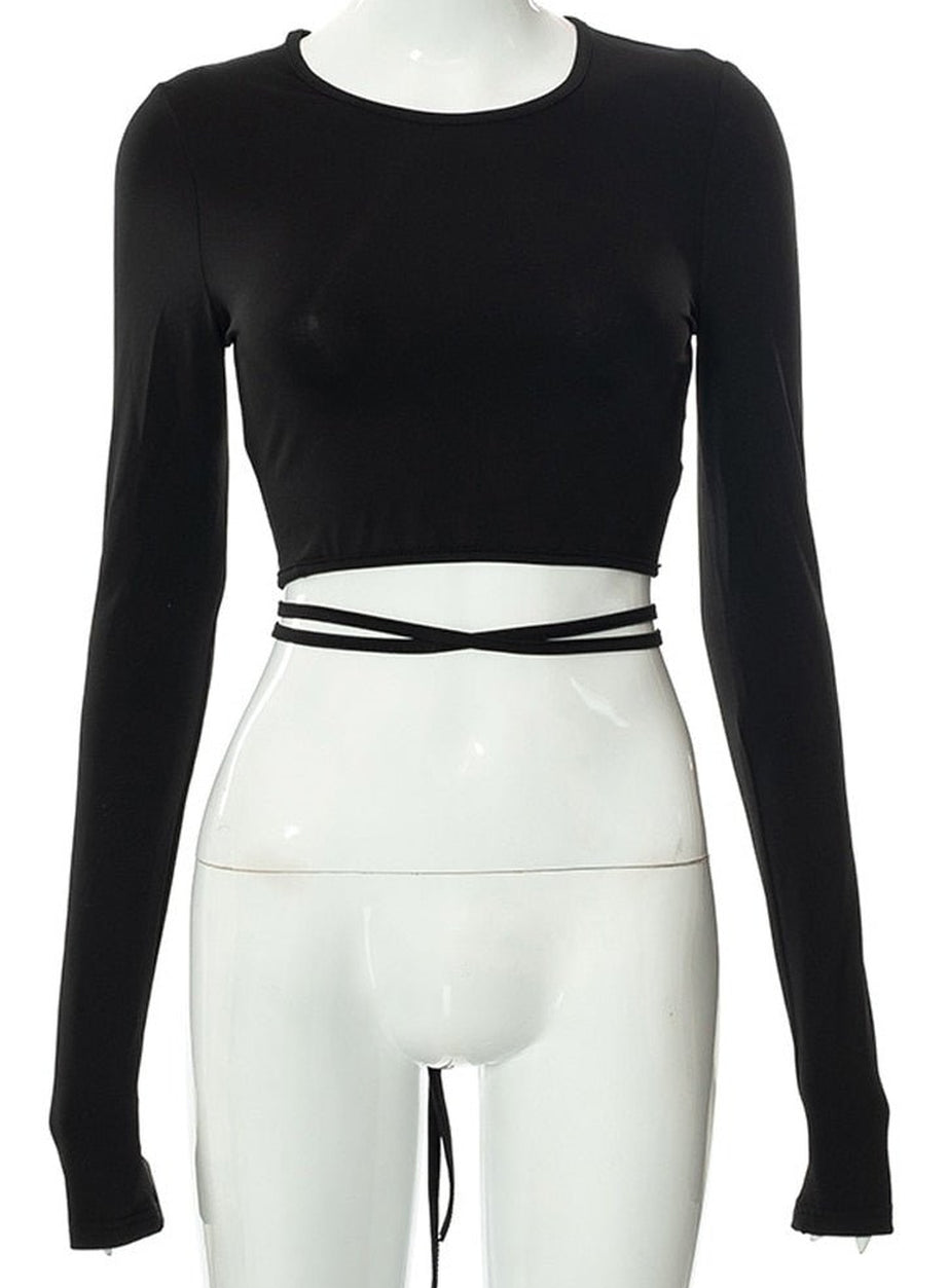 Y2k Backless Long Sleeve Zebra Crop Top