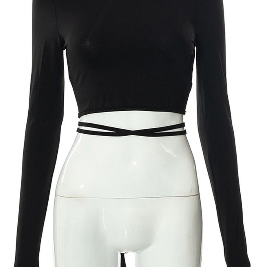 Y2k Backless Long Sleeve Zebra Crop Top