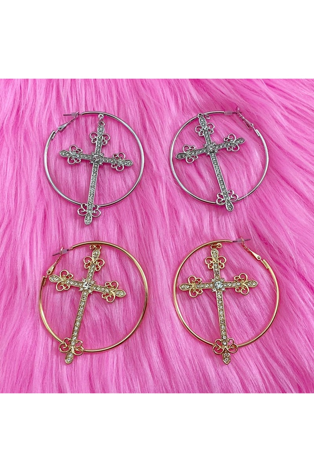 Y2k Baddie Crystal Cross Earrings