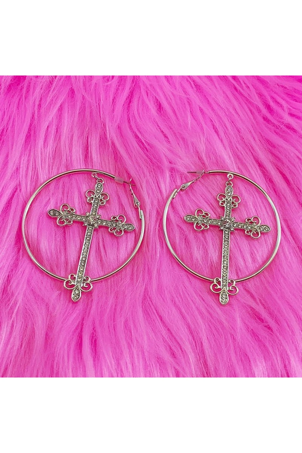 Y2k Baddie Crystal Cross Earrings