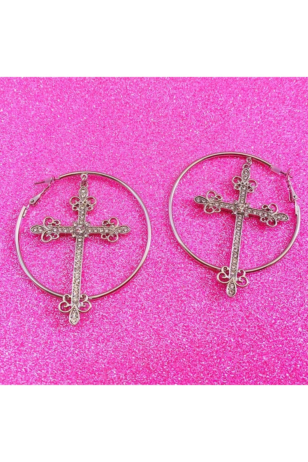 Y2k Baddie Crystal Cross Earrings