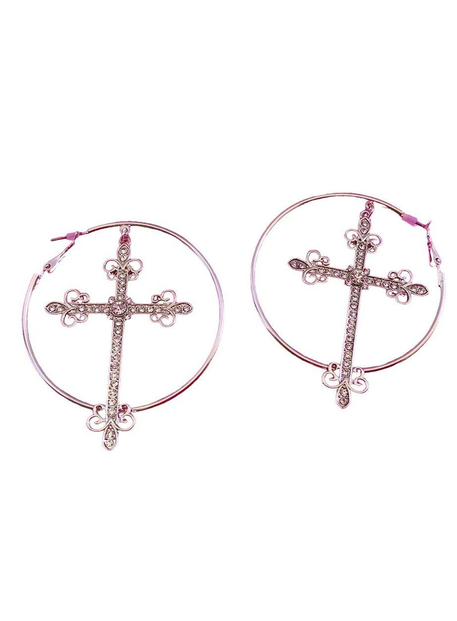 Y2k Baddie Crystal Cross Earrings